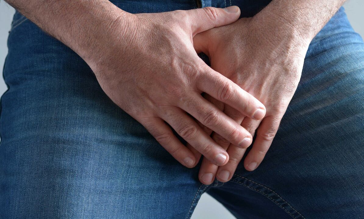 A man suffers from groin discomfort due to microsurgical muscle transplantation of the penis